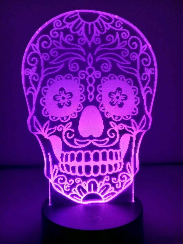 Lampada Teschio Messicano 3D Notturna - immagine 2