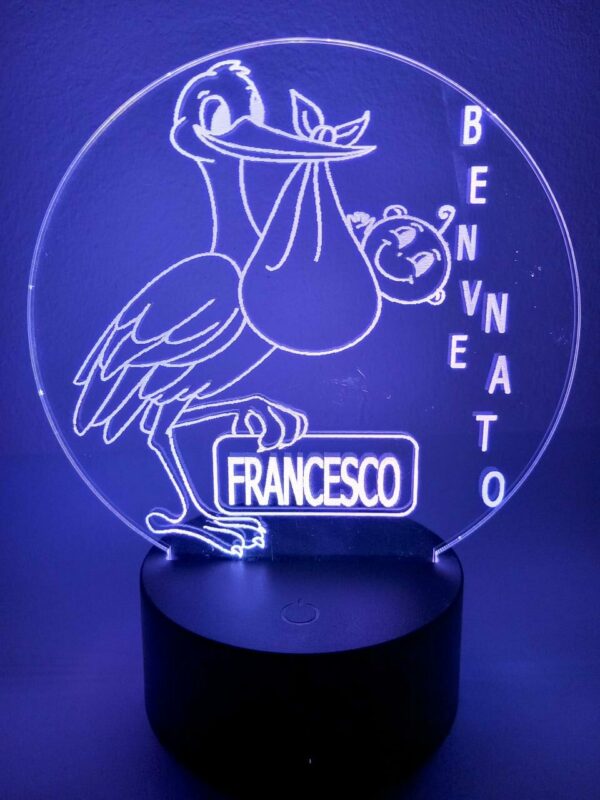 Lampada BenveNato Personalizzata 3D Notturna - immagine 3