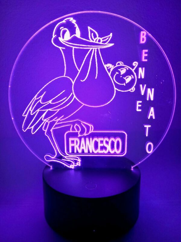 Lampada BenveNato Personalizzata 3D Notturna - immagine 2