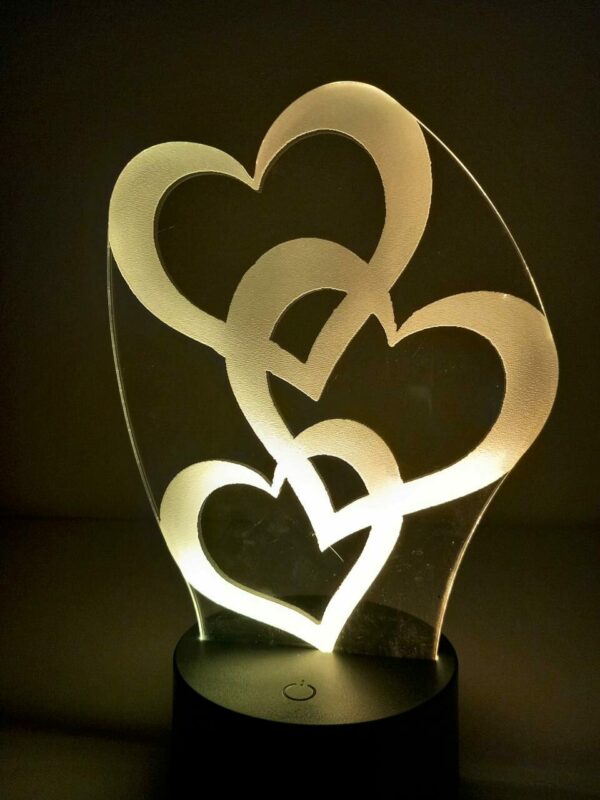 Lampada Cuori Intrecciati I love you Personalizzata 3D Notturna - immagine 3