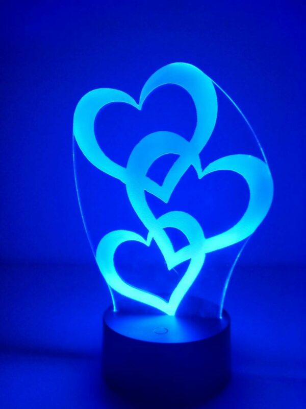 Lampada Cuori Intrecciati I love you Personalizzata 3D Notturna - immagine 2