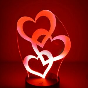 Lampada Cuori Intrecciati I love you Personalizzata 3D Notturna