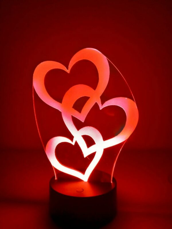 Lampada Cuori Intrecciati I love you Personalizzata 3D Notturna