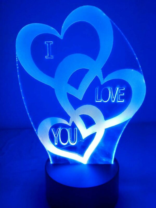 Lampada Cuori Intrecciati I love you Personalizzata 3D Notturna - immagine 7