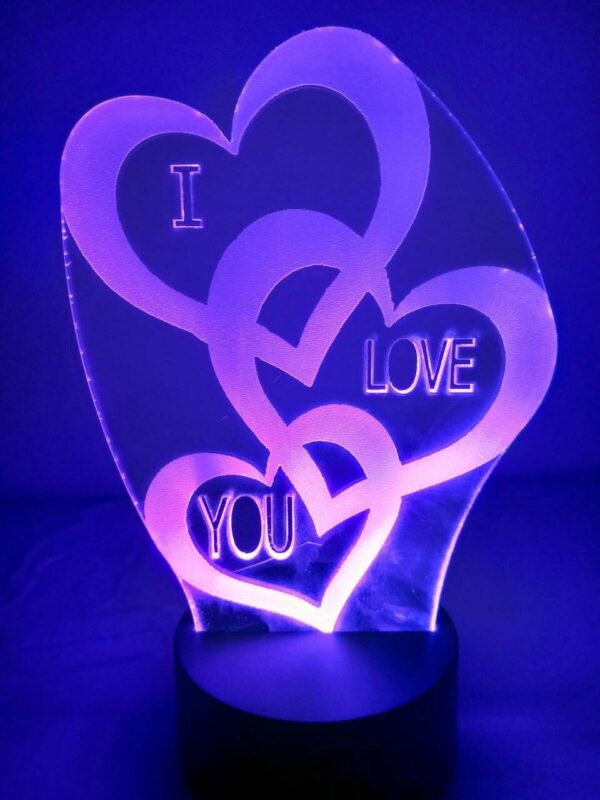 Lampada Cuori Intrecciati I love you Personalizzata 3D Notturna - immagine 5