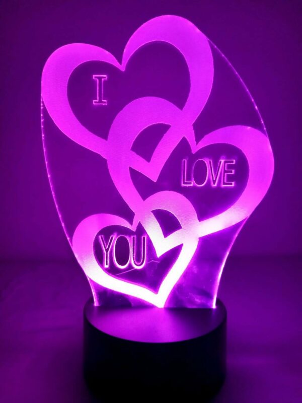 Lampada Cuori Intrecciati I love you Personalizzata 3D Notturna - immagine 4